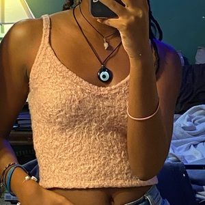 pink fuzzy tank top